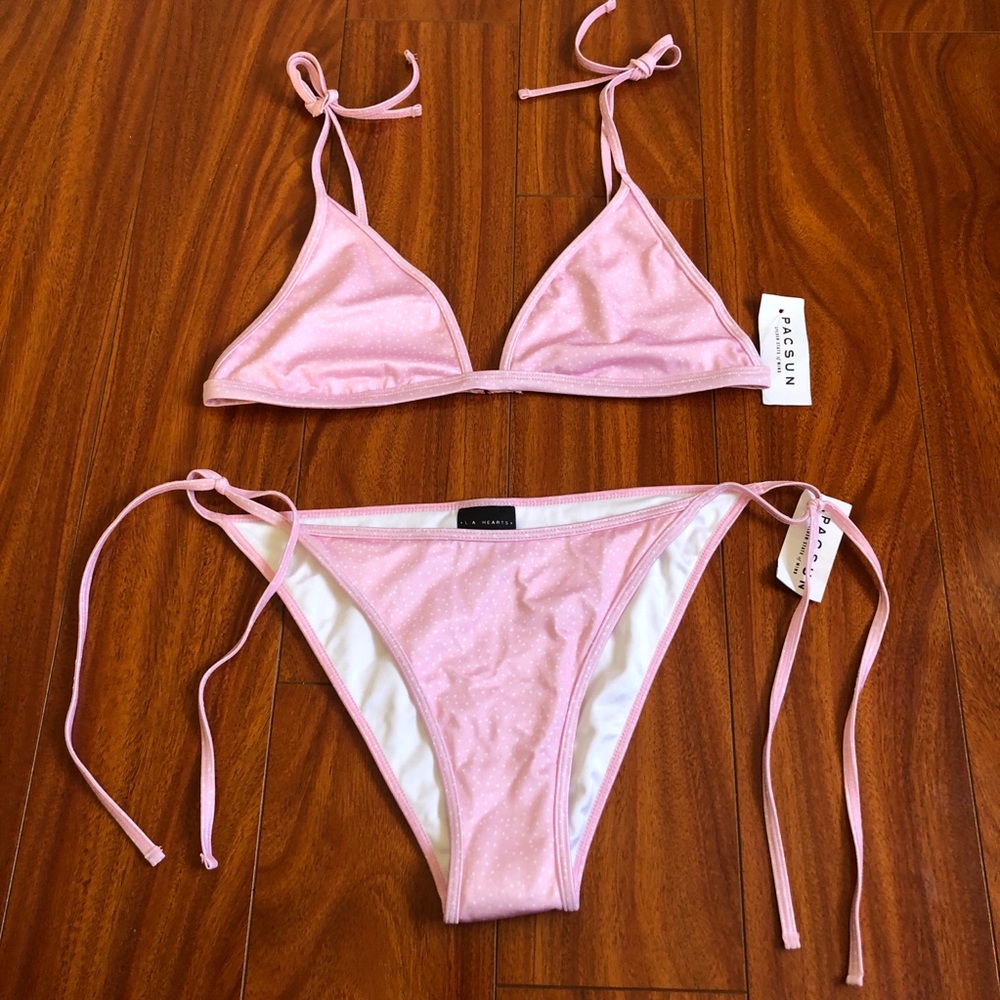 LA Hearts Pink Polka Dot Bikini